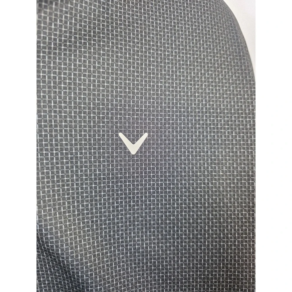 Callaway Opti-Dri Mens Large Black Gray Grid Performance Golf Polo Shirt Logo